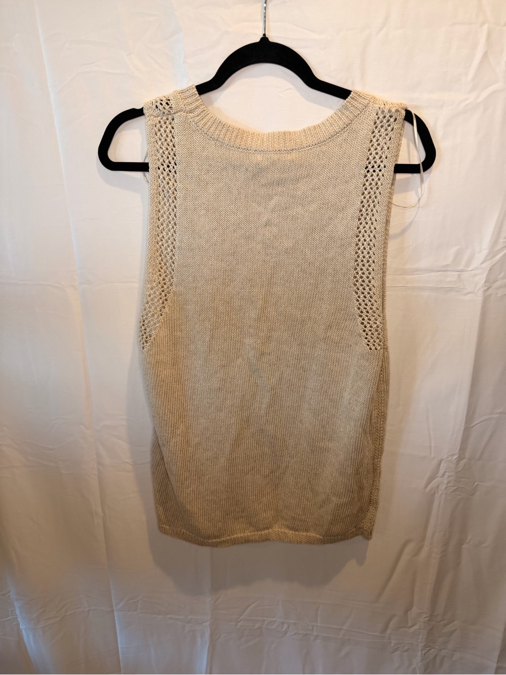 Max Studio Open-Knit Sleeveless Tank - Beige Cream - Picture 4 of 4